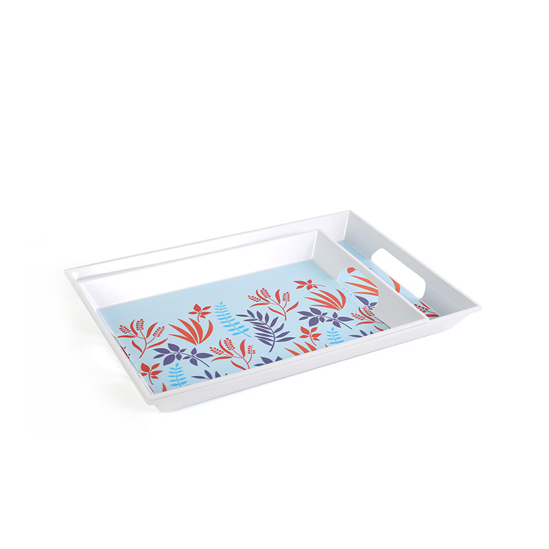 2 Piece Set Right Angle Melamine Tray with Handle