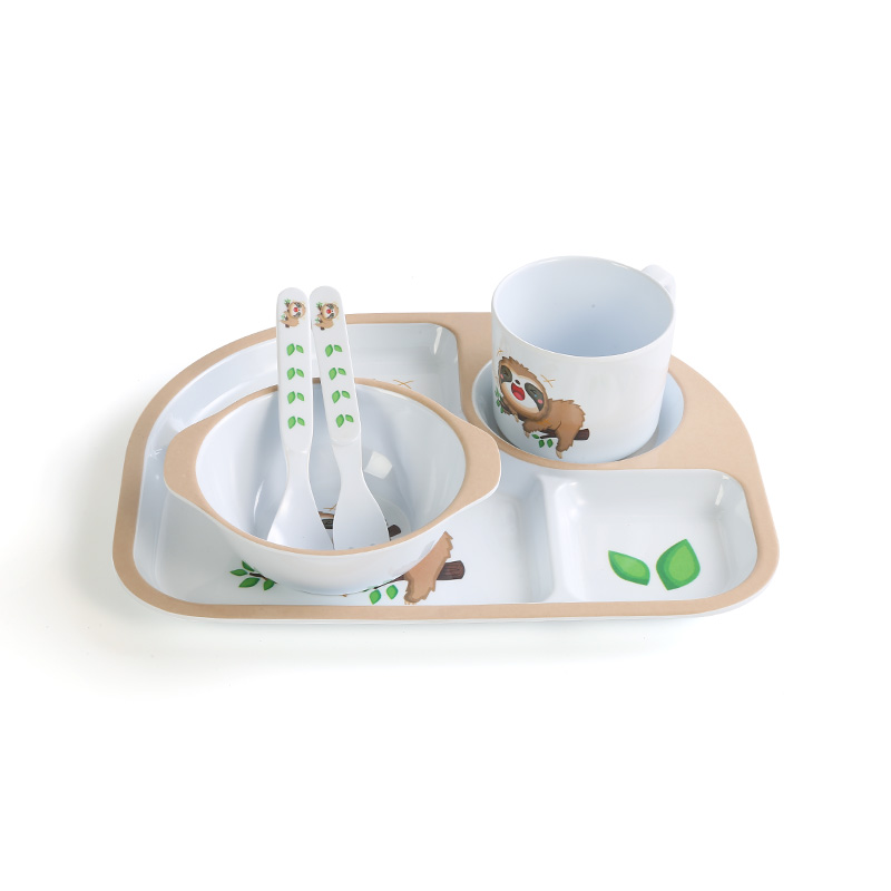 5 Piece Rectangle Melamine Kids Tableware Sets